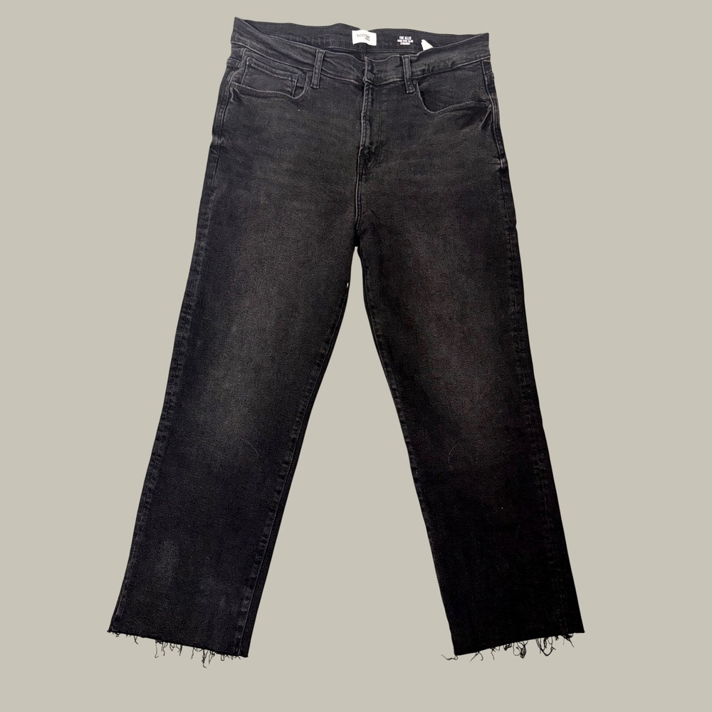 Kensie Jeans The Allie Womens High Rise Slim Straight Raw Hem Faded Black 14/32